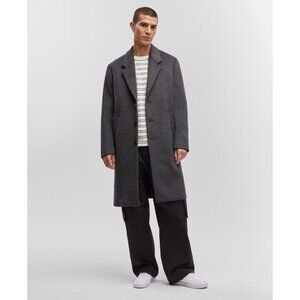 Mode Of One Mens Classic Single Breasted Notch Collar Long Coat Grey Size M NWT